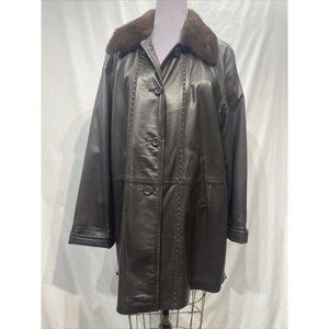 brown leather stroller w maghogany mink collar (33